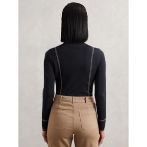 REISS Eva Contrast-Stitch Knit Top